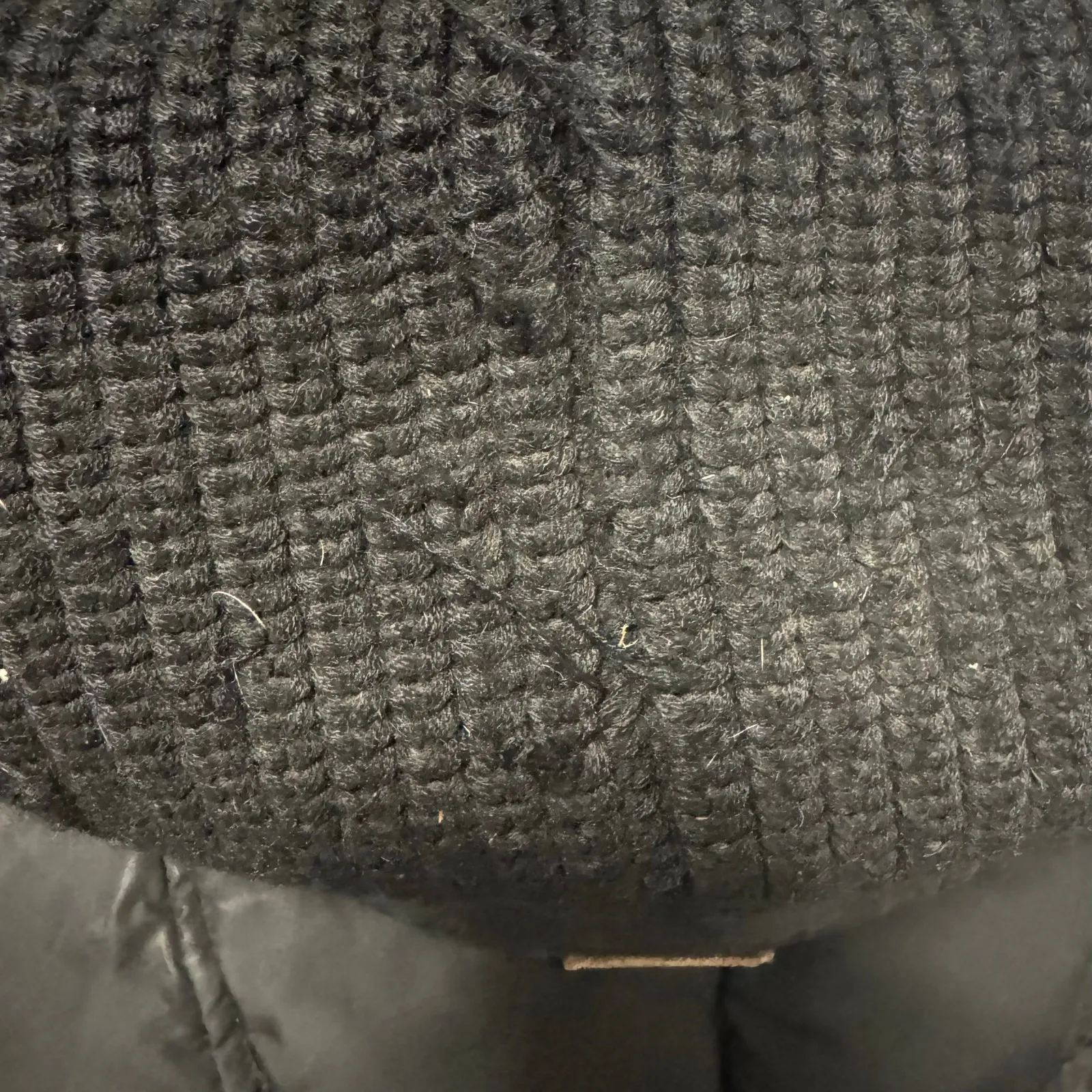 Mackage Brigid Black Down Puffer Coat XS Knit Collar Leather Trim Long Winter - Image 9