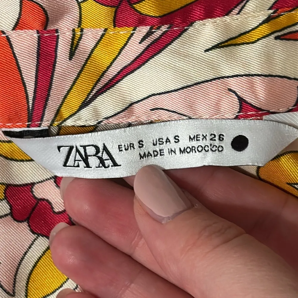 Zara Women’s Scroll Scarf Waist Tie Shirt Paisley Floral Print Multicolor Size S - Image 9