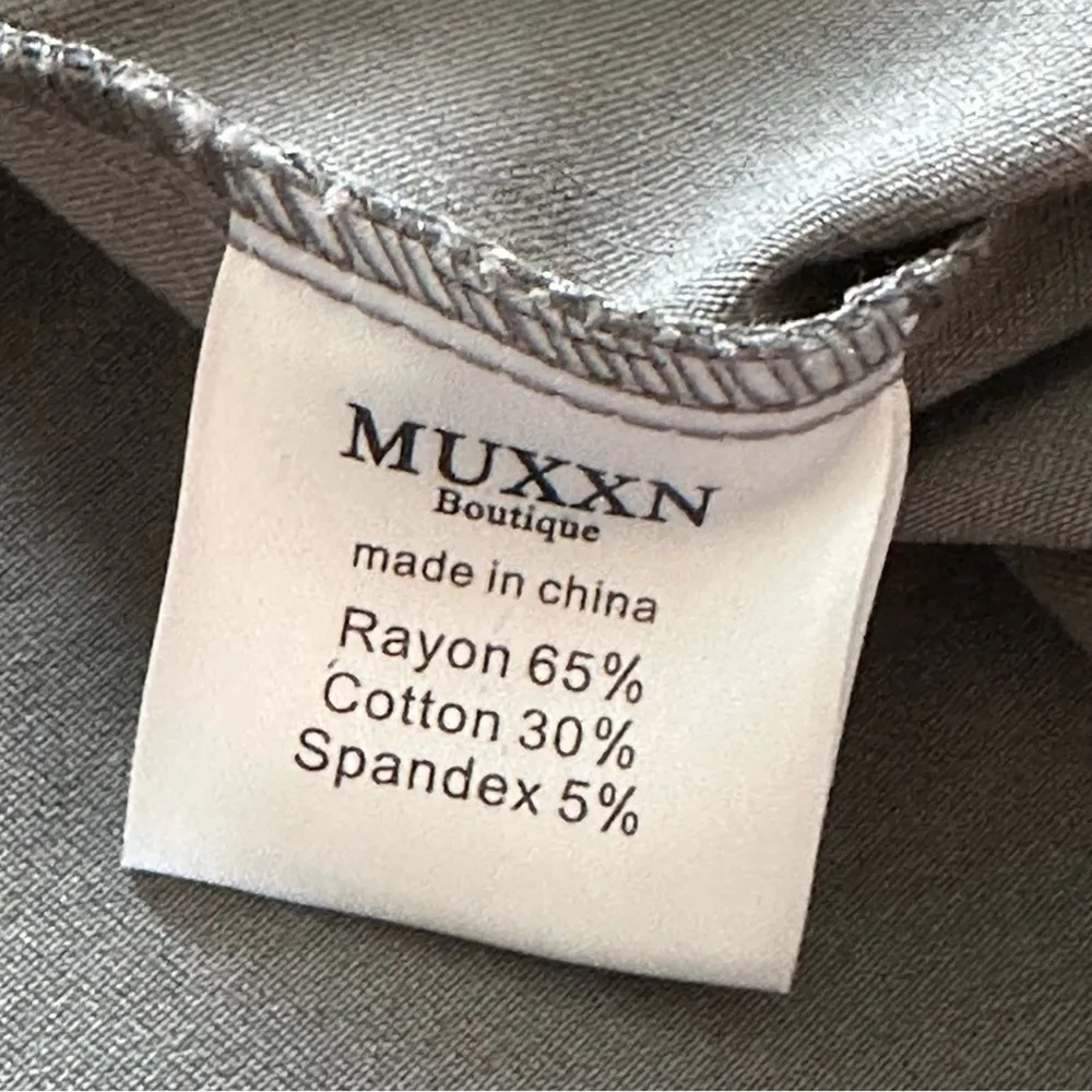MUXXM Dress Gray Stretch Faux Wrap V - Image 10
