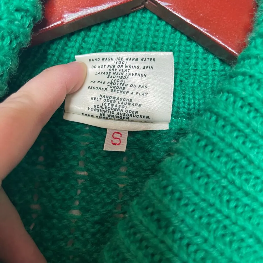 Vintage Carraig Donn 100% Irish wool Emerald Green Finsherman Turtleneck sz S - Image 3