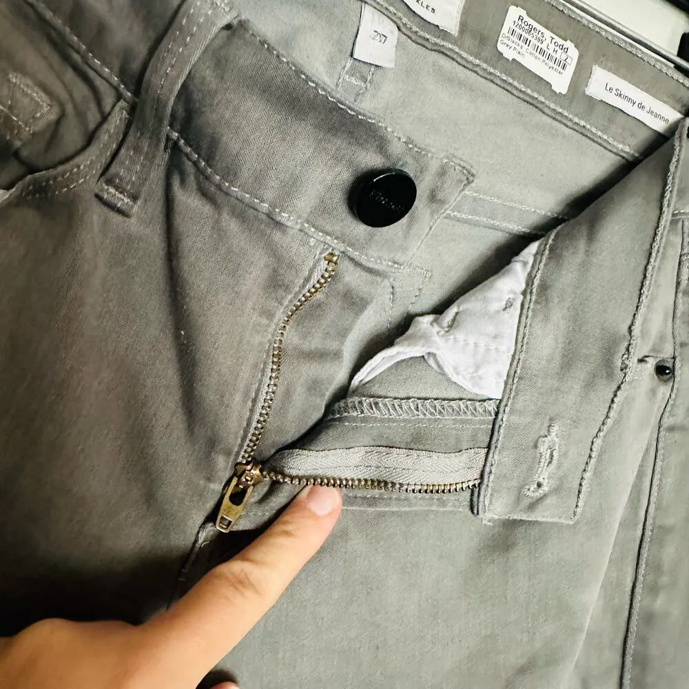 FRAME Women's Gray Denim Jeans Le Skinny de Jeanne Cuffed Skinny Jeans Size 27 - Image 11