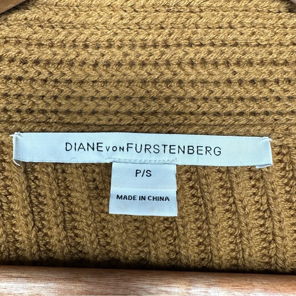 DVF Diane Von Furstenburg Brooke Camel Brown Wool Cardigan Sweater Size P/S - Image 8
