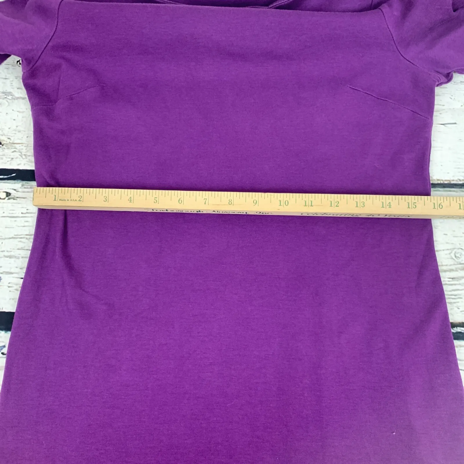 New York & Company Purple Dress 3/4 Sleeve‎ Cotton Blend Casual [Size Medium] - Image 6
