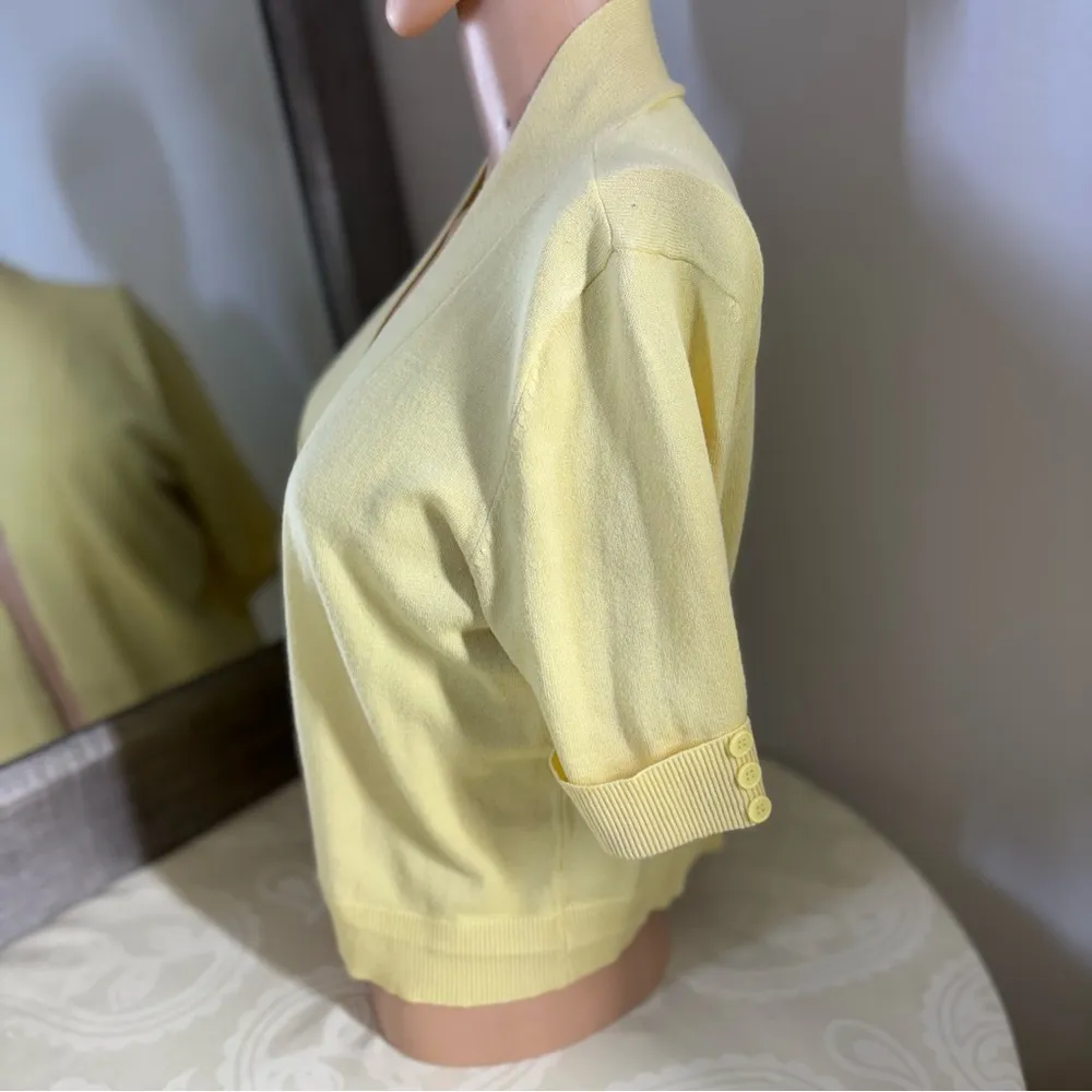 89th & Madison Yellow Knit Cardigan V - Image 5