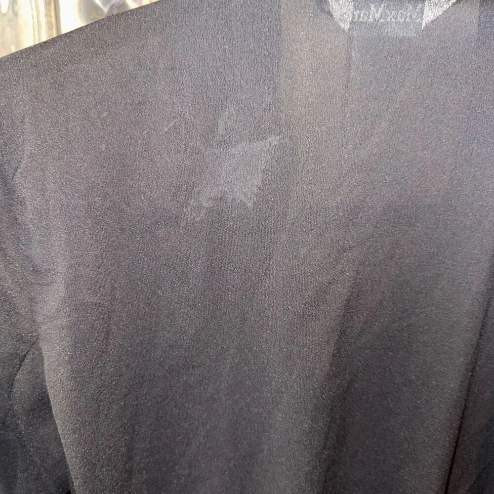 Max Mara Black Crepe Front Tie Detail Crop Moto Jacket - Image 7