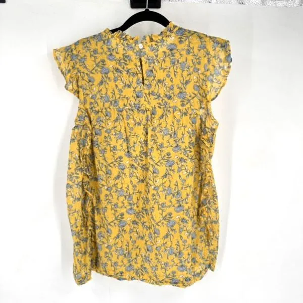 BeachLunchLounge Floral Peasant Cottage Top Blouse Baby Doll Pleated Ruffle Smal - Image 4