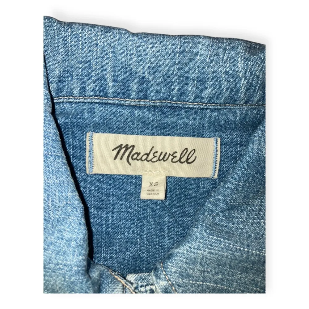 Madewell Womens Blue Shrunken Button-Front Shirt - Image 5
