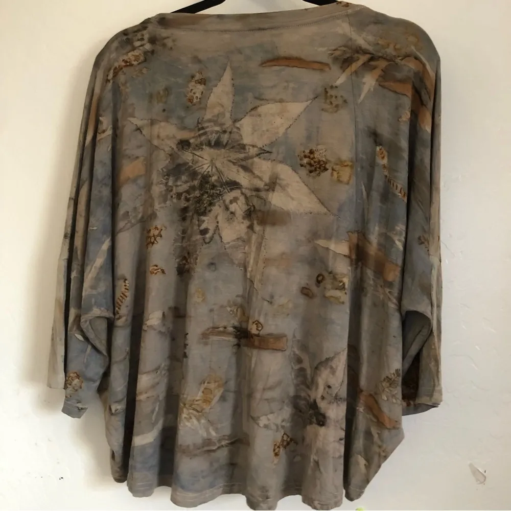 DISENOS Naturales By Poupee 100% cotton top natural dye natural colors gray tan Size L - Image 7