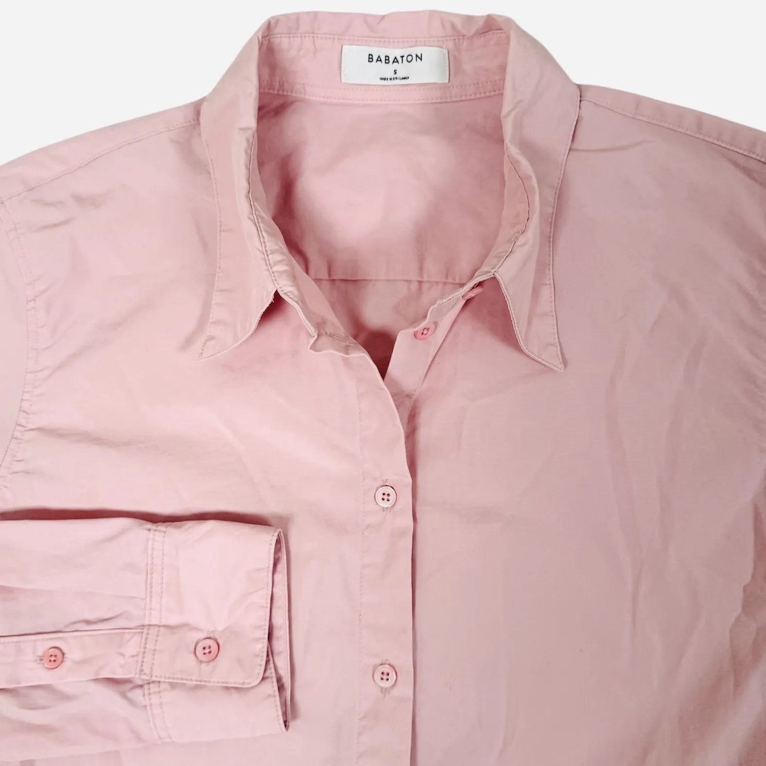 Aritzia Babaton Button Up Shirt Womens Small Pink Cotton Long‎ Sleeve - Image 2