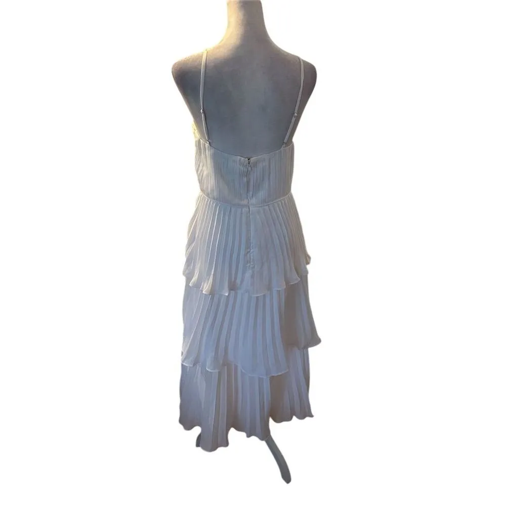 Lulus Women's Cascading Crush Tiered Bustier Midi Dress Size M Formal White - Image 5