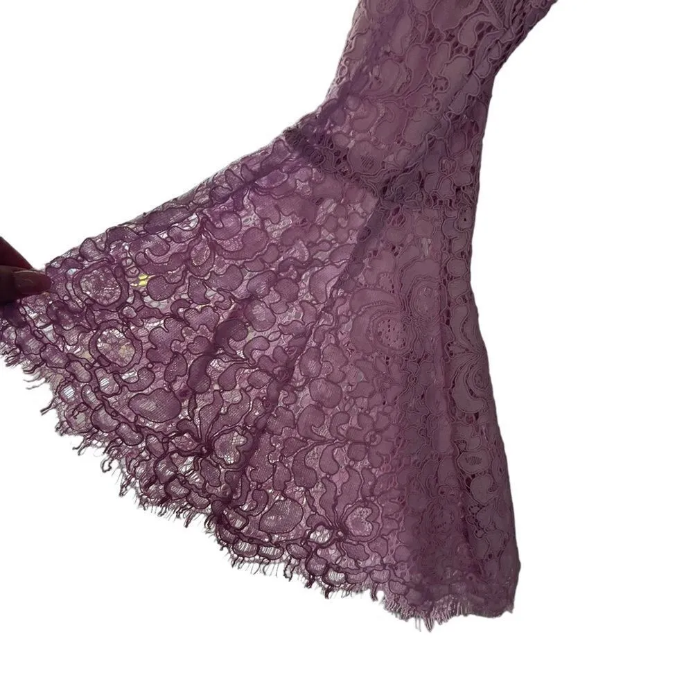 Bardot Solange Lace Midi Dress Purple Lilac 3/4 Bell Sleeves NWT - Image 6