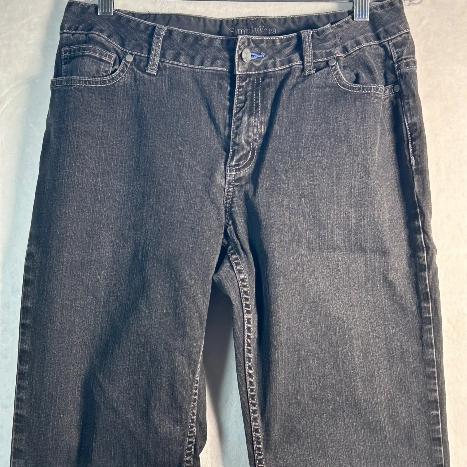 Simply Vera Vera Wang Womens Black Denim Jeans Size 12 Straight Leg - Image 6