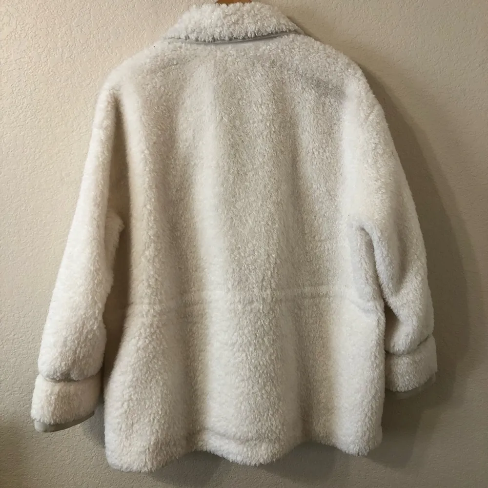 Anthropologie Maeve Cinched Soft & Elegant Faux Fur Coat in Ivory - Size Large - Image 6