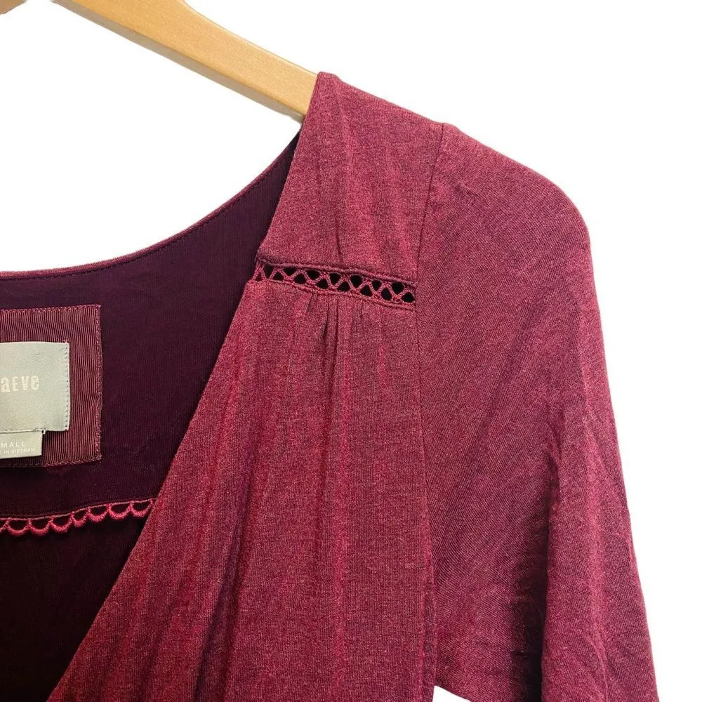 Maeve Maroon Women’s Small Casual Faux  Wrap Chic Trendy dress - Image 6