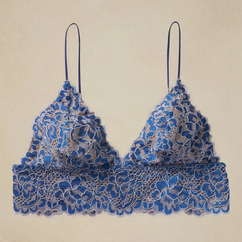 Cosabella Pret a Porter Triangle Bralette, Navy Blue/Canvas, Sz S, EUC - Image 2