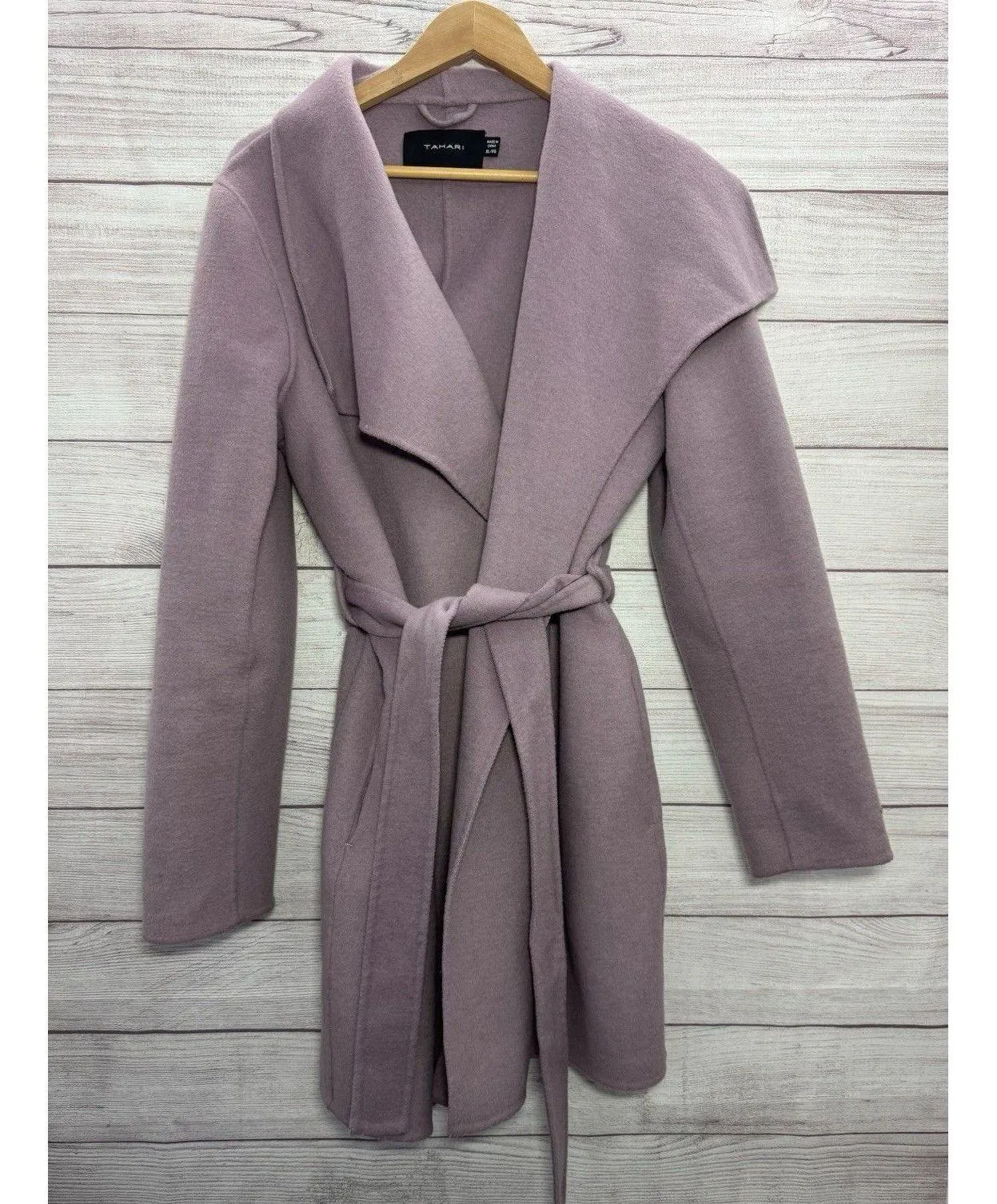 Tahari Tahari Women's Powder Pink Lightweight Wool Wrap Coat Jacket  SZ XL A-1 - Image 10