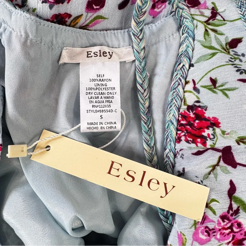 Fairy Boho Pastel Blue Floral Slip Dress Cutout Back Romantic Cottagecore Esley - Image 8