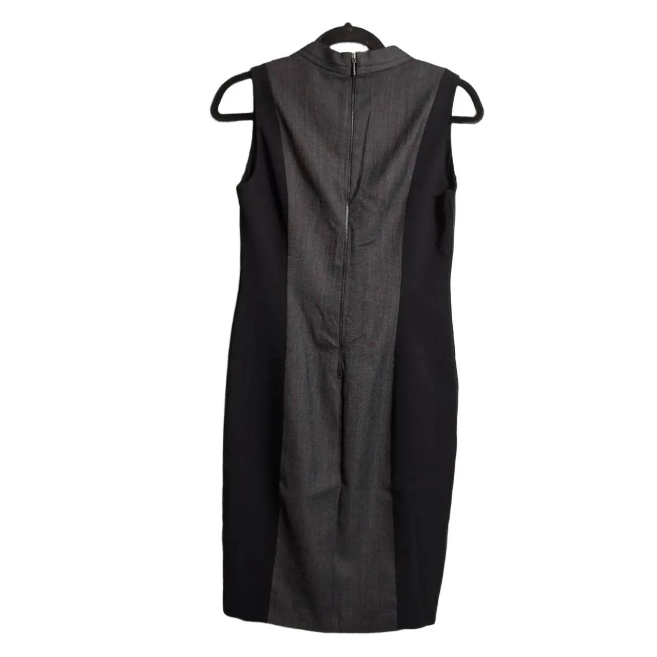 Elie Tahari Black Grey V-Neck Colorblock Sleeveless Dress US 4 - Image 4
