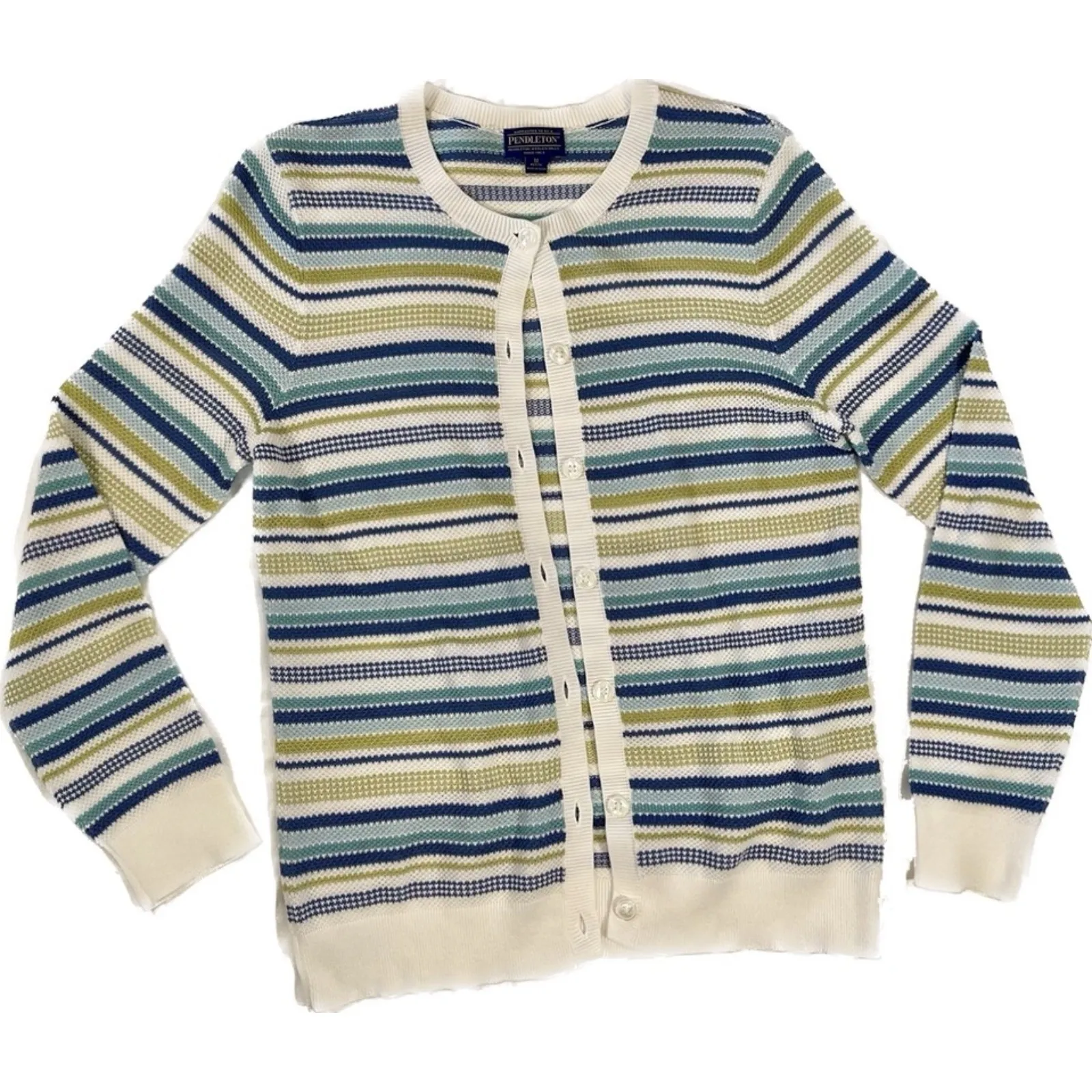 Pendleton | Petite Striped Cotton Blend Sweater | Petite Medium - Image 1