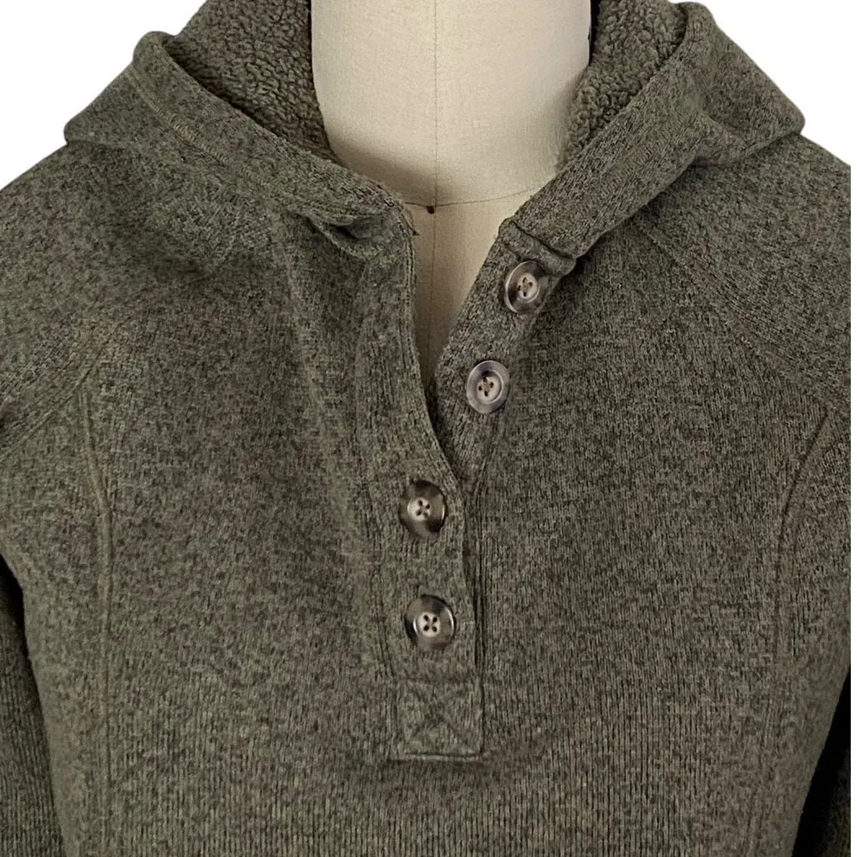 CABELAS Thick Sherpa Fleece Lined Olive Green Hoodie Sweater Jacket ~ LARGE - Image 5