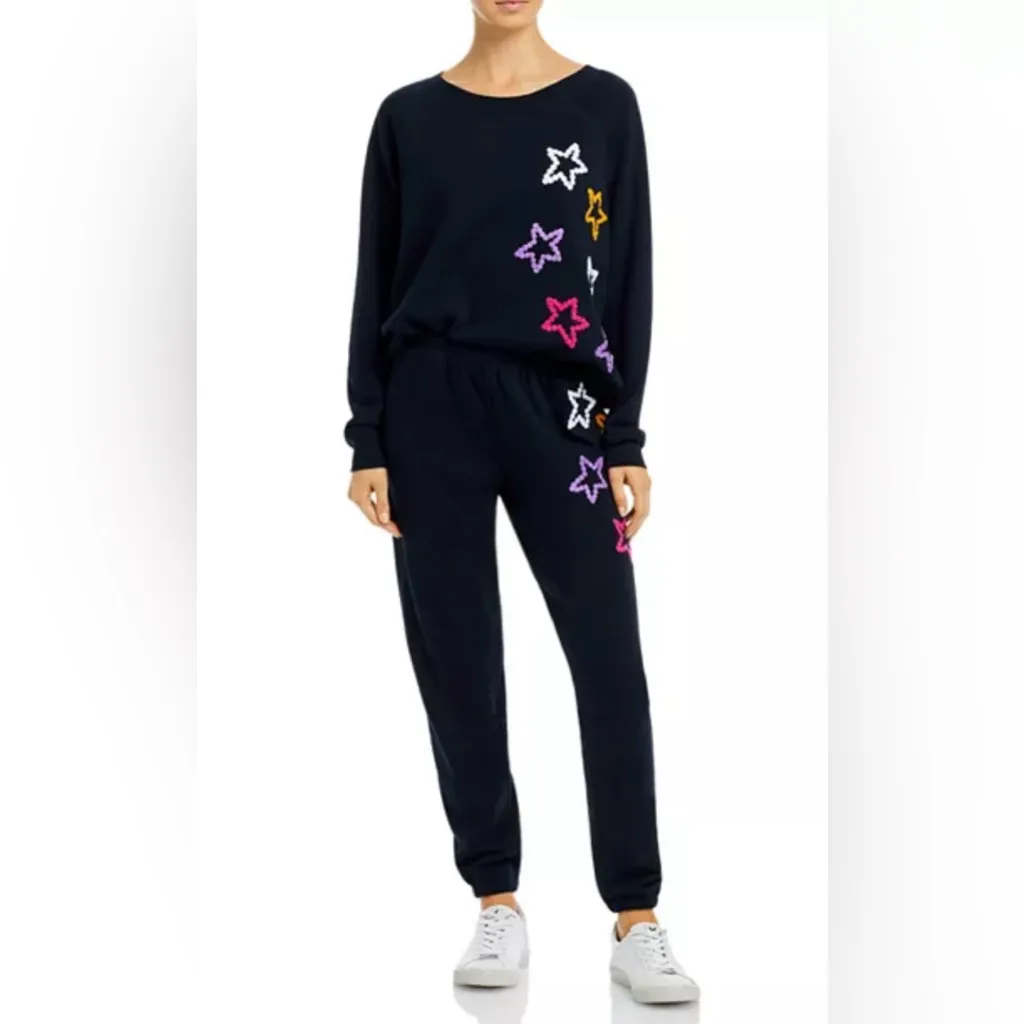 Wildfox Celestial Stiches Star Sommers Relaxed Fit Sweatshirt Black Size XL - Image 3