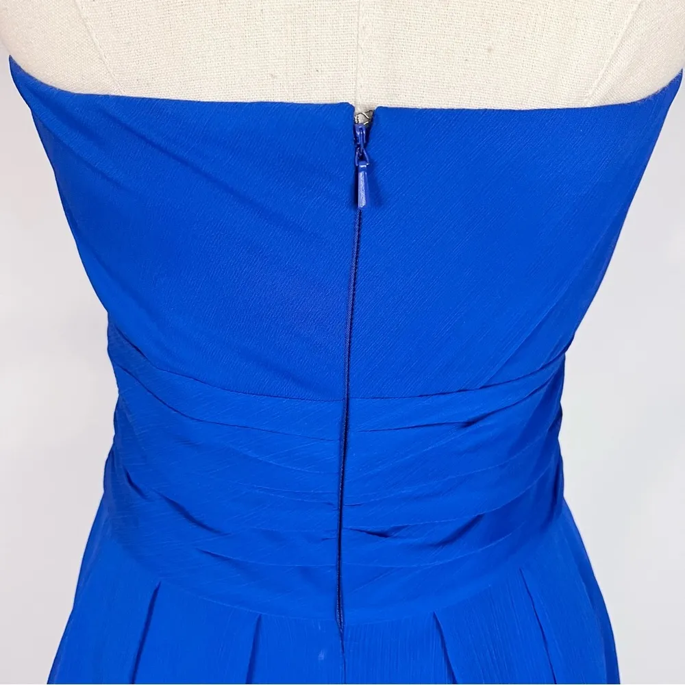 DAVID’S BRIDAL Cobalt Blue Short Crinkle Chiffon Strapless Mini Dress 2 - Image 8