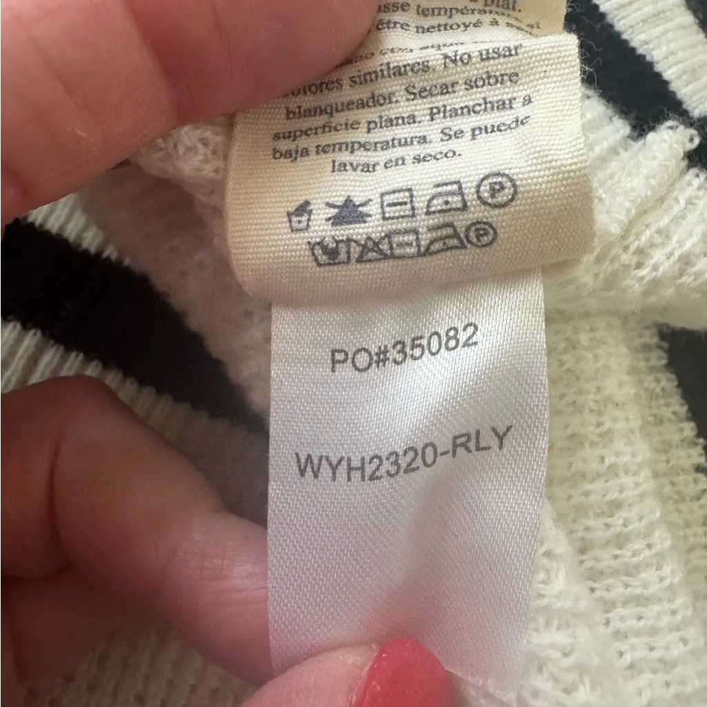 Faherty Navy and White Crew Neck Sweater Casual Activewear Size Large Beach - Image 5