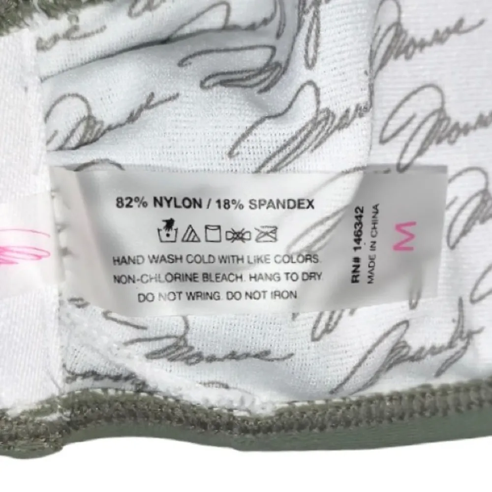 Marilyn Monroe Green Tribal Geometric Embroidered High Neck 2 Piece Bikini Set - Image 6