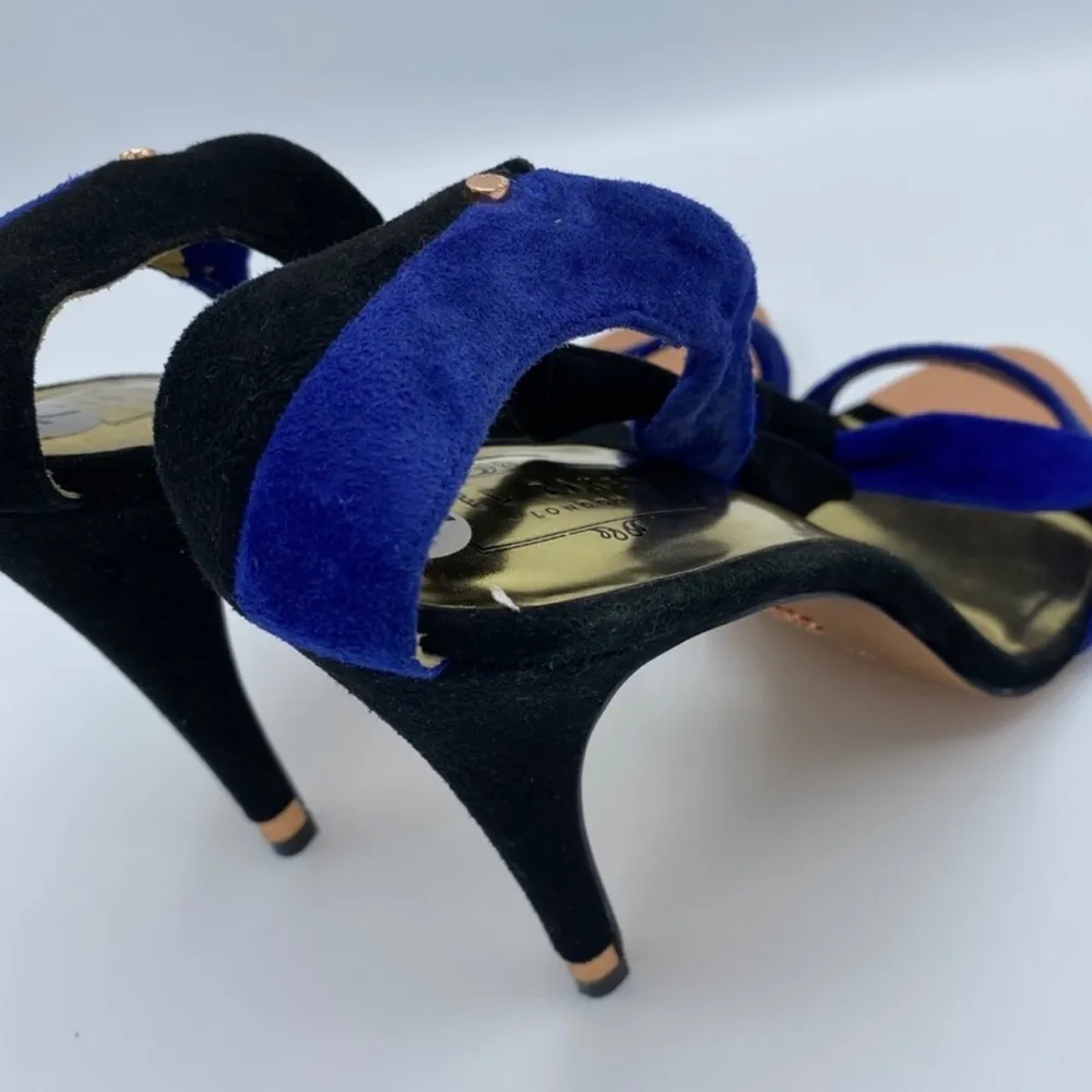 Ted Baker  Blue Black Suede Ankle Strap Heels Size 40 / 9.5 - Image 6