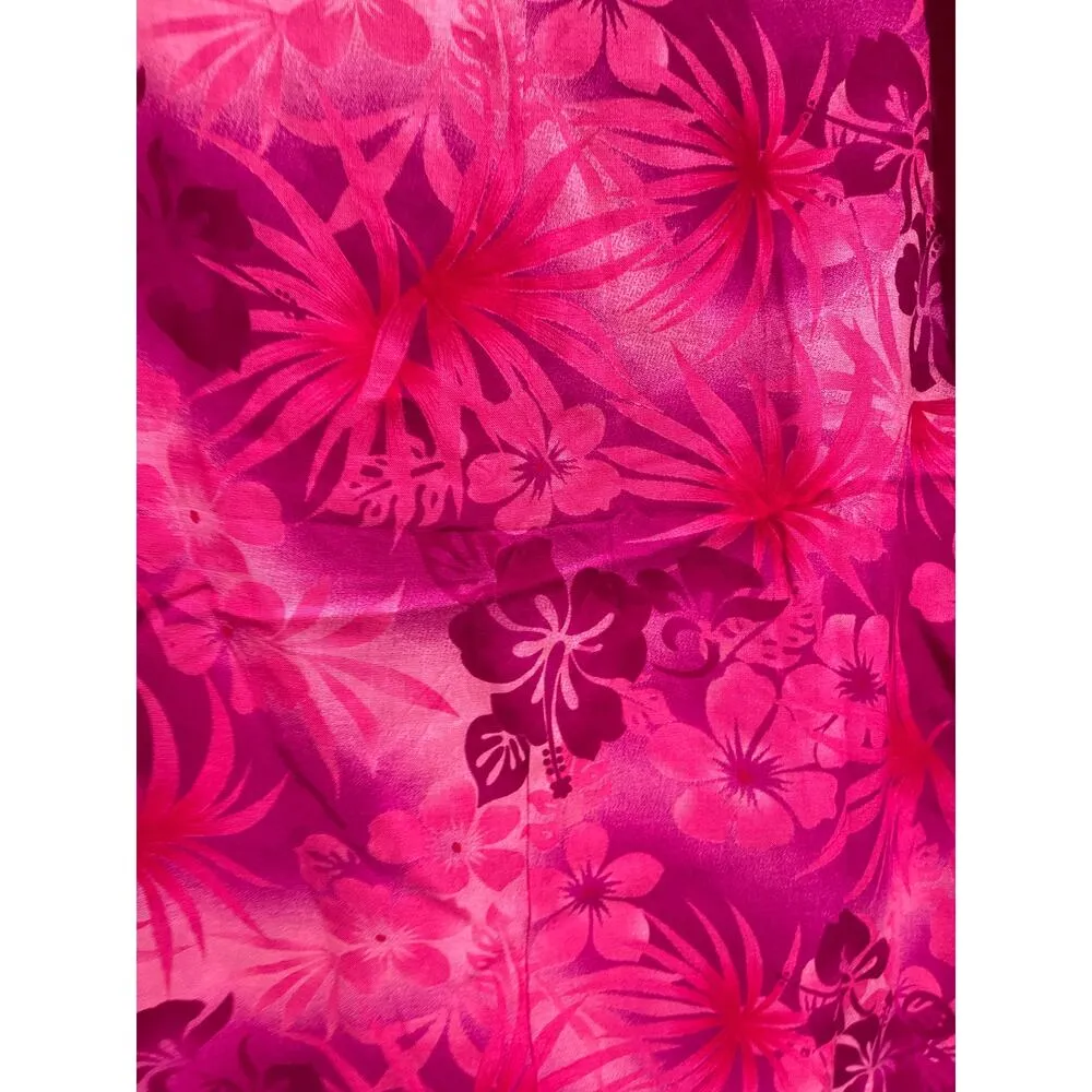 Pink Hibiscus Hawaii Floral Fray Scarf Coverup Size undefined - Image 3
