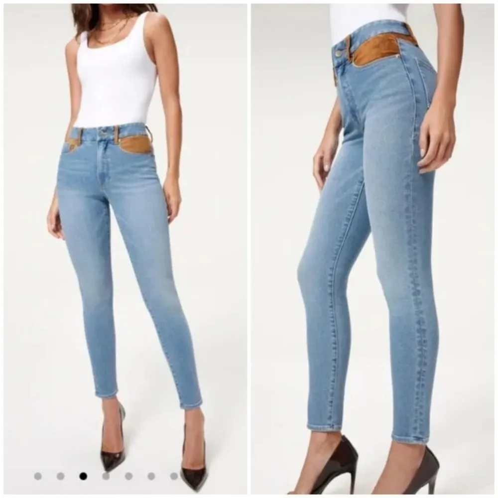 💕GOOD AMERICAN💕 Good Legs Suede Mixing Skinny Jeans ~ INDIGO080 Blue 8/29 NWT - Image 3