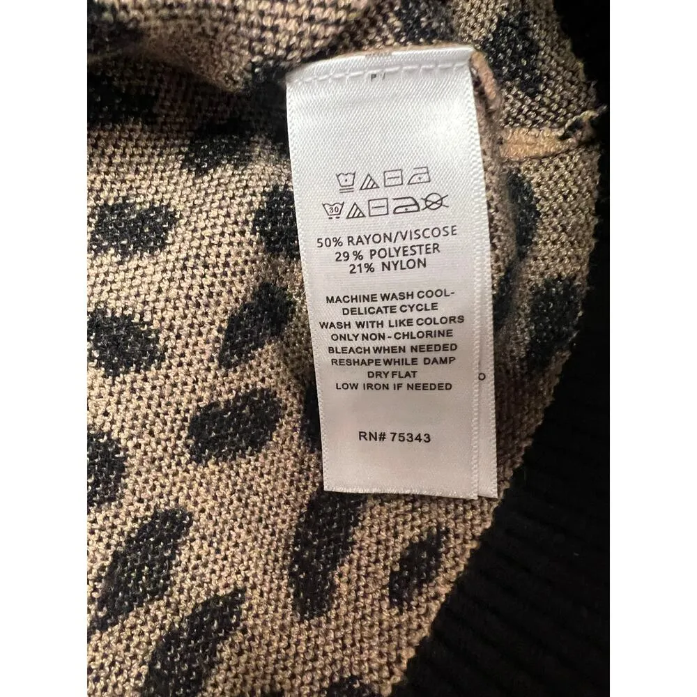Womens Halston Rayon Pullover Cheetah Tan Black Shrunken Slim Sweater Small - Image 5