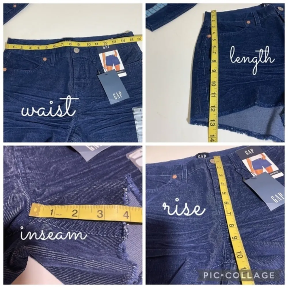 NWT  Navy Medieval Blue Corduroy Cutoff Fringe Shorts Fall Winter New 4 10 - Image 10