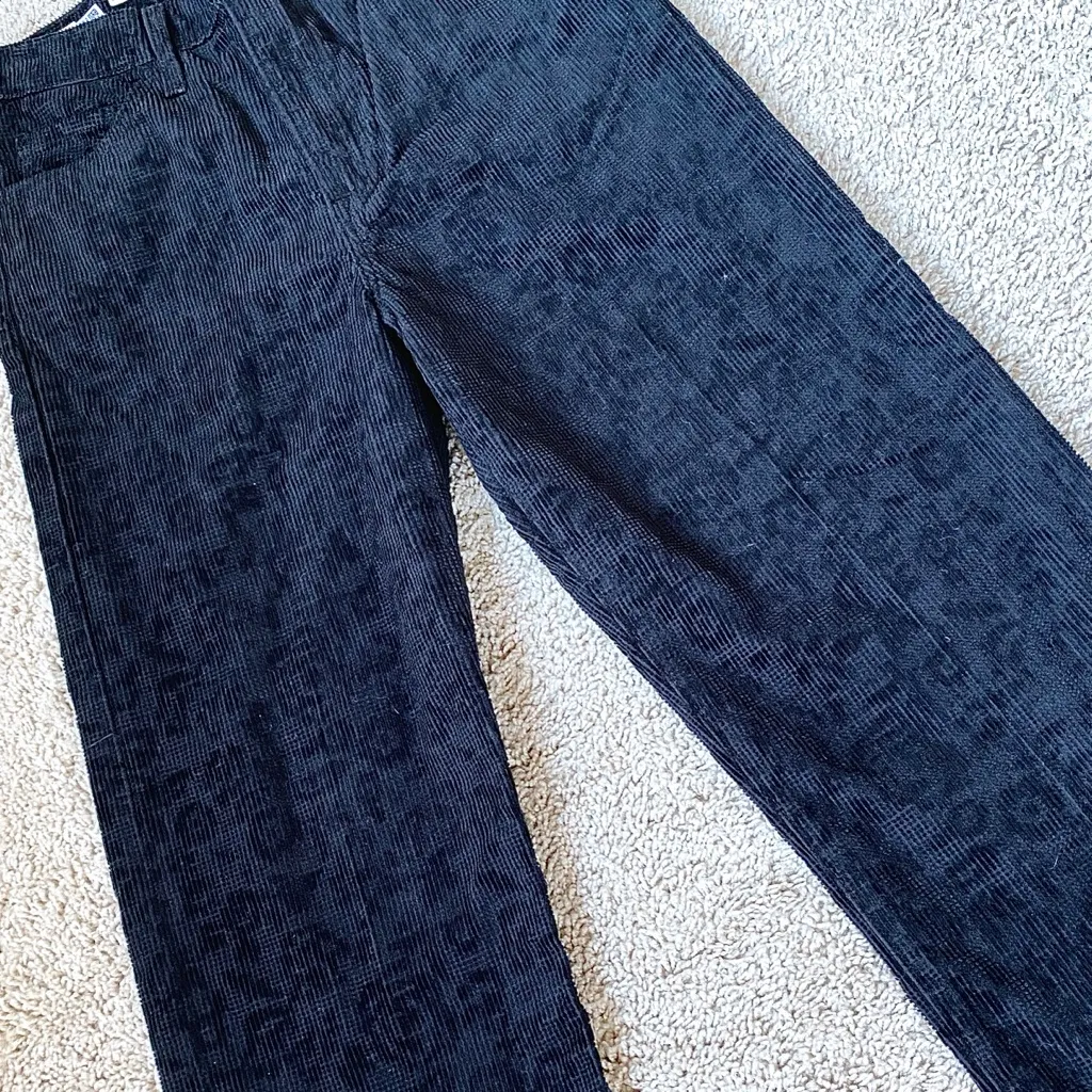 RARE Big E Levi's Black Textured Floral Print Ribcage Straight Jeans New! 29 - Image 5