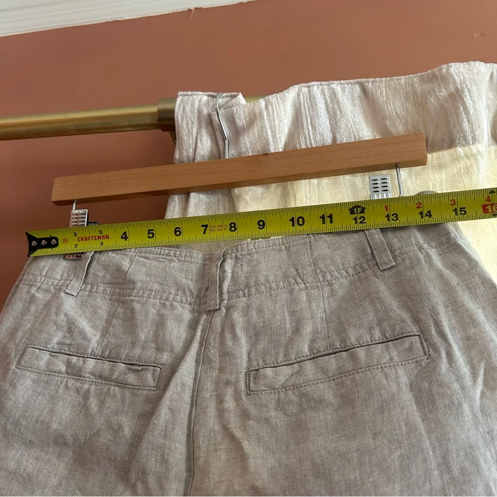 Madewell Pintucked‎ Shorts in 100% Linen Oat Tan Beige High Rise NWT Size 6 - Image 8