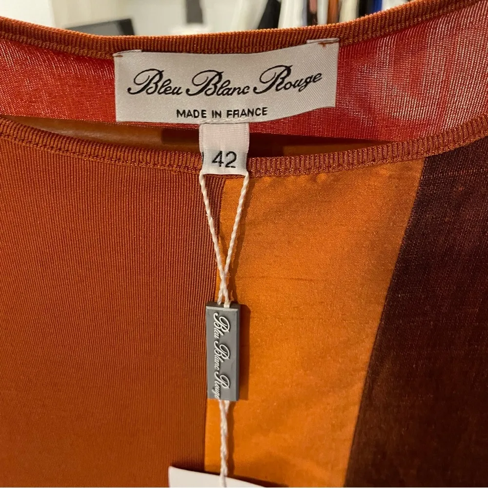 Vintage 90’s Bleu Blanc Rouge luxury linen blend 2 piece orange top pants NWT Size L - Image 3