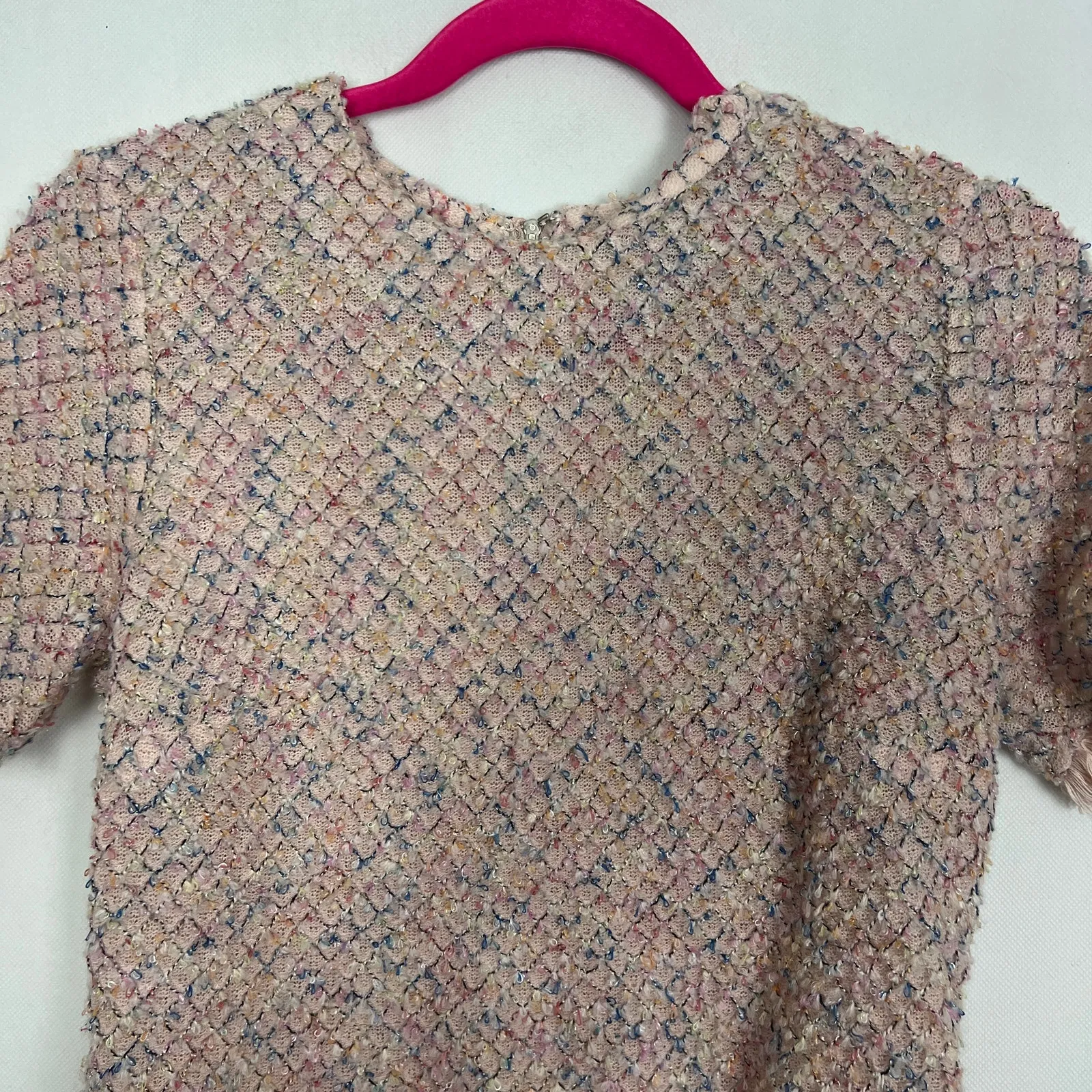 Aqua Popcorn Knit Pink Cropped Top and Skorts Set Size XS - Image 7