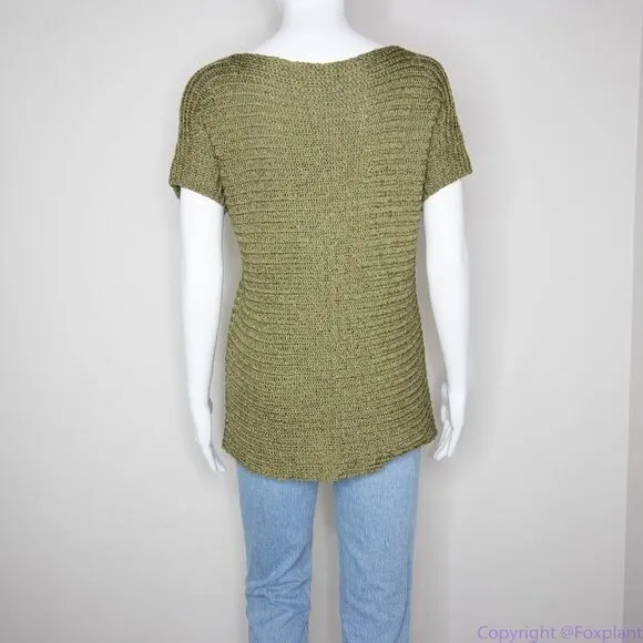 Lauren Ralph Lauren Women's Darbye Tape‎ Crochet green Sweater, size S - Image 15