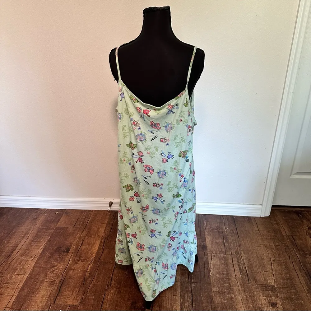 Blair Green Night Gown Chemise with Gardening Prints L - Image 5