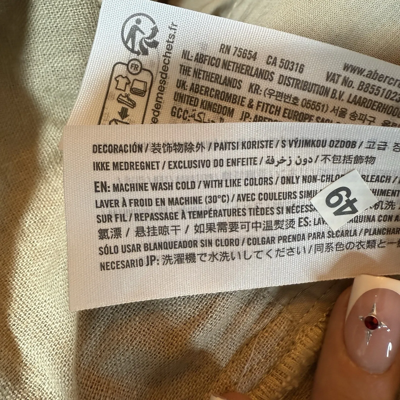 NWT Abercrombie & Fitch Linen Pleated Pull‎ On Wide Leg Trouser Pants L Long Tan - Image 14