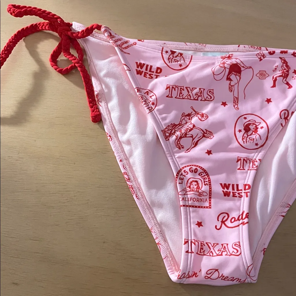 B3 New Wild Fable Swimsuit Bikini Bottoms Texas Cowgirl Print Low Rise Sz Large - Image 3