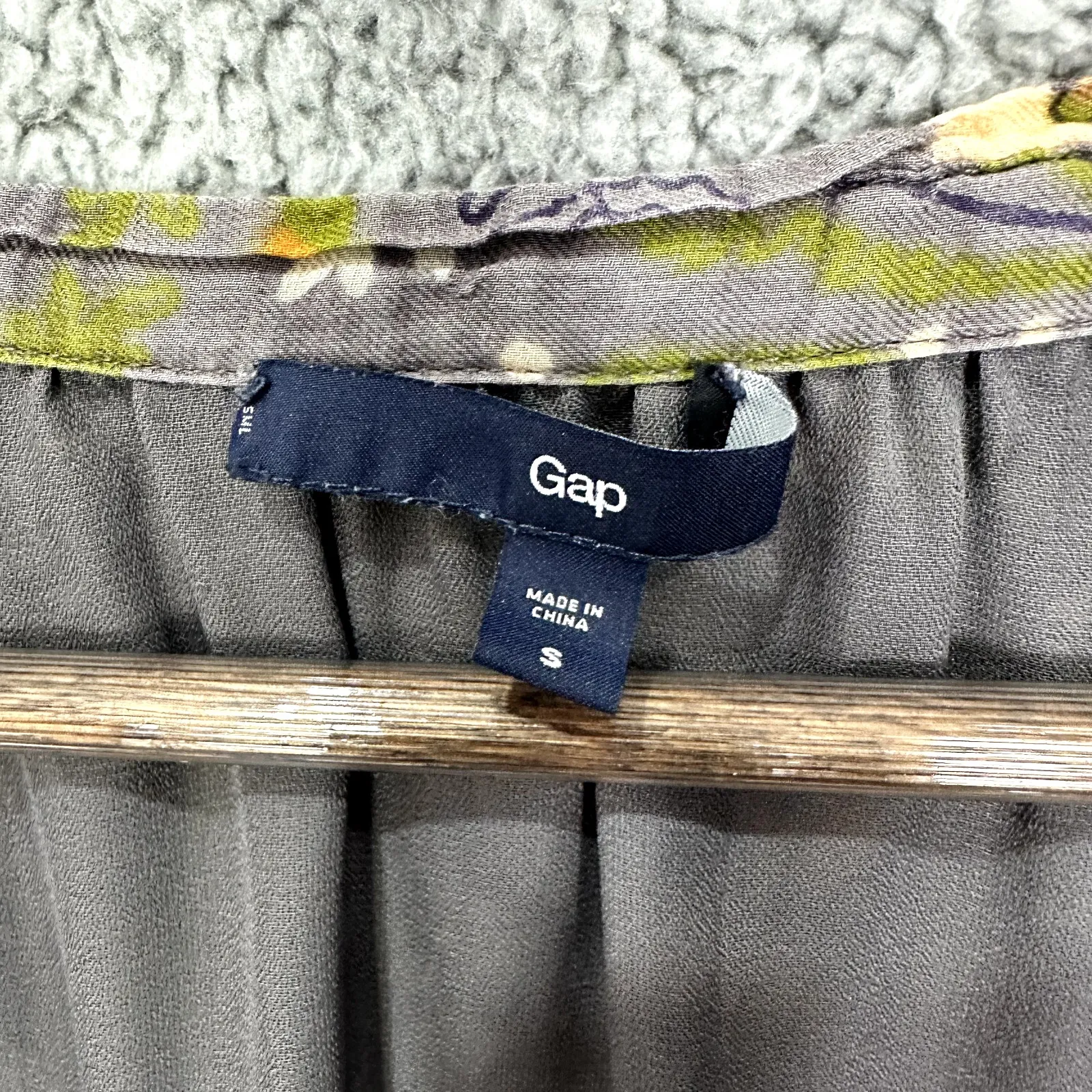 Gap Mini Dress‎ Women Small Gray Floral Long Sleeve Cottagecore Boho Y2K Spring - Image 2