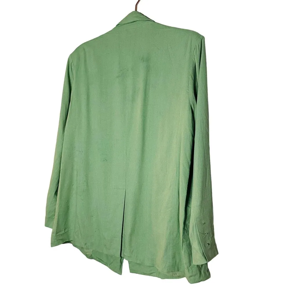 THAKOON COLLECTIVE Green Oversized Linen Blazer Size 12 - Image 4