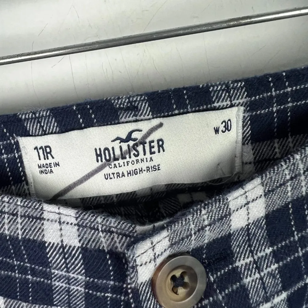 NWT Hollister Ultra High-Rise Dad Pant Plaid Blue Size 30 11R NEW - Image 5