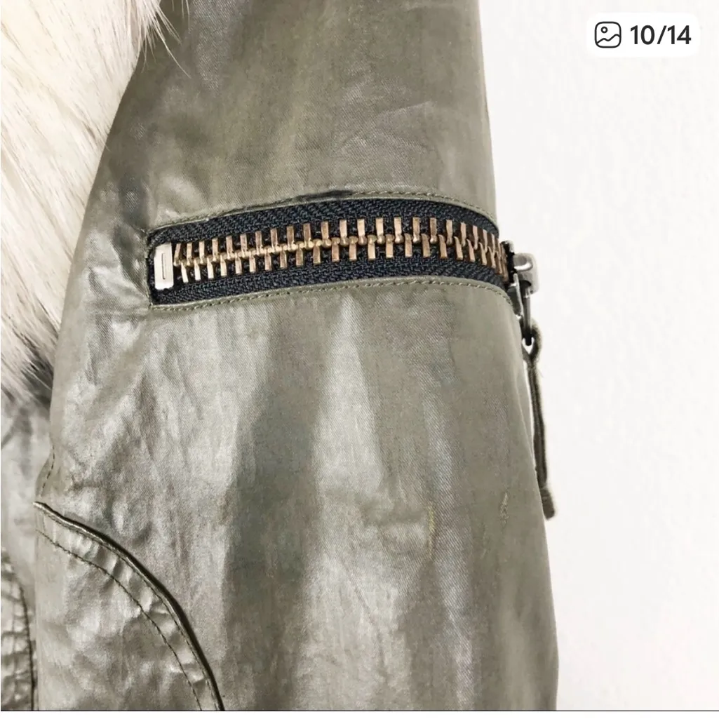 SAM. Devon Parka Fur Coated Zip Jacket Green Medium Cotton Winter Fall Warm - Image 10