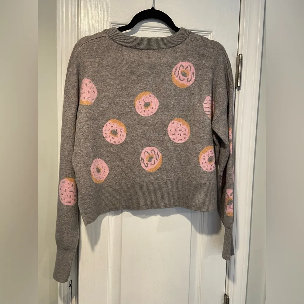 NWT If It Were Me Size S Oversized Cropped Pink Frosted Donut Pullover Sweater - Image 8