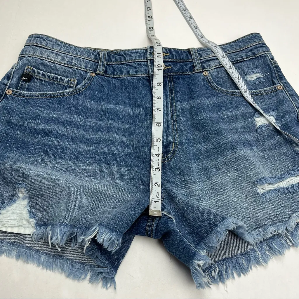 KanCan Mom Denim Jean Short Frayed Cutoff Relaxed Thigh Womens Size 13 / 30 NEW‎ Blue - Image 10