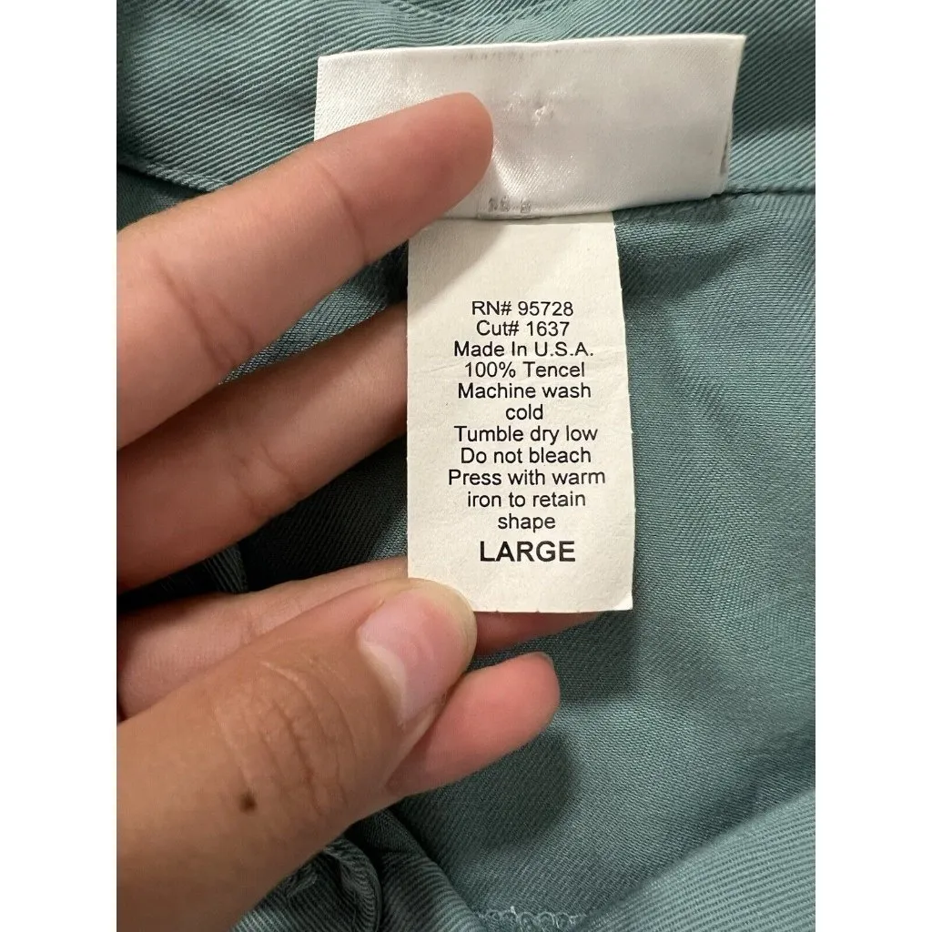 Soft Surroundings Tencel Long Sleeve Button Up Shirt Size Large Classic Vintage - Image 9