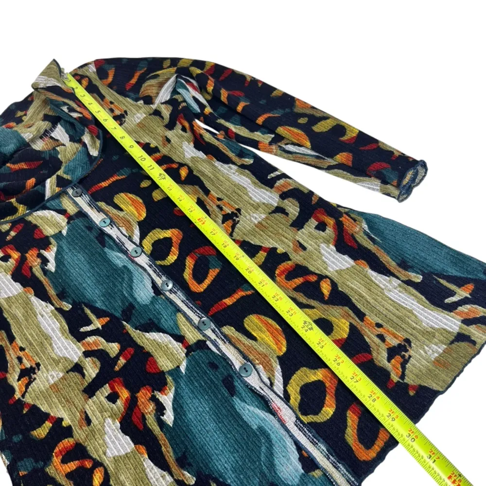 Pure Essence Art To Wear Abstract Lagenlook Cowl Neck Long Sleeve Tunic Top Blue Size M - Image 8