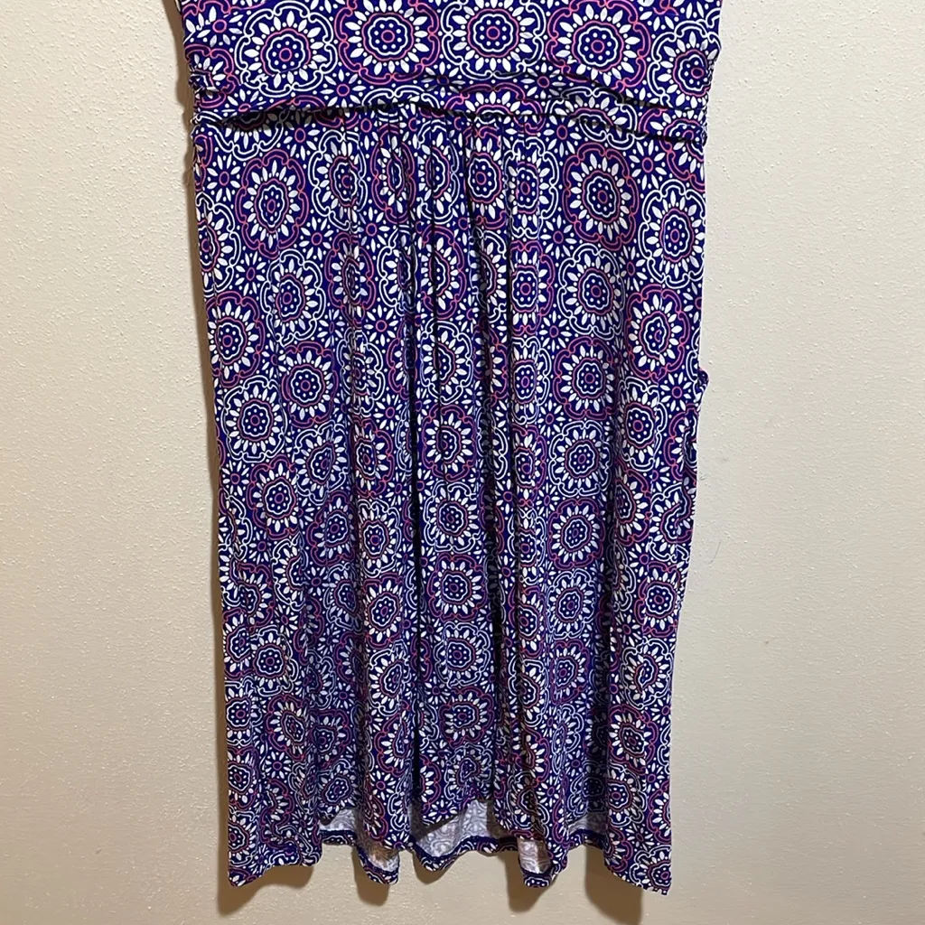 Boden Amelie Jersey Knit Short Sleeve Dress Blue White Pink Pattern Size 2 J0326 - Image 11